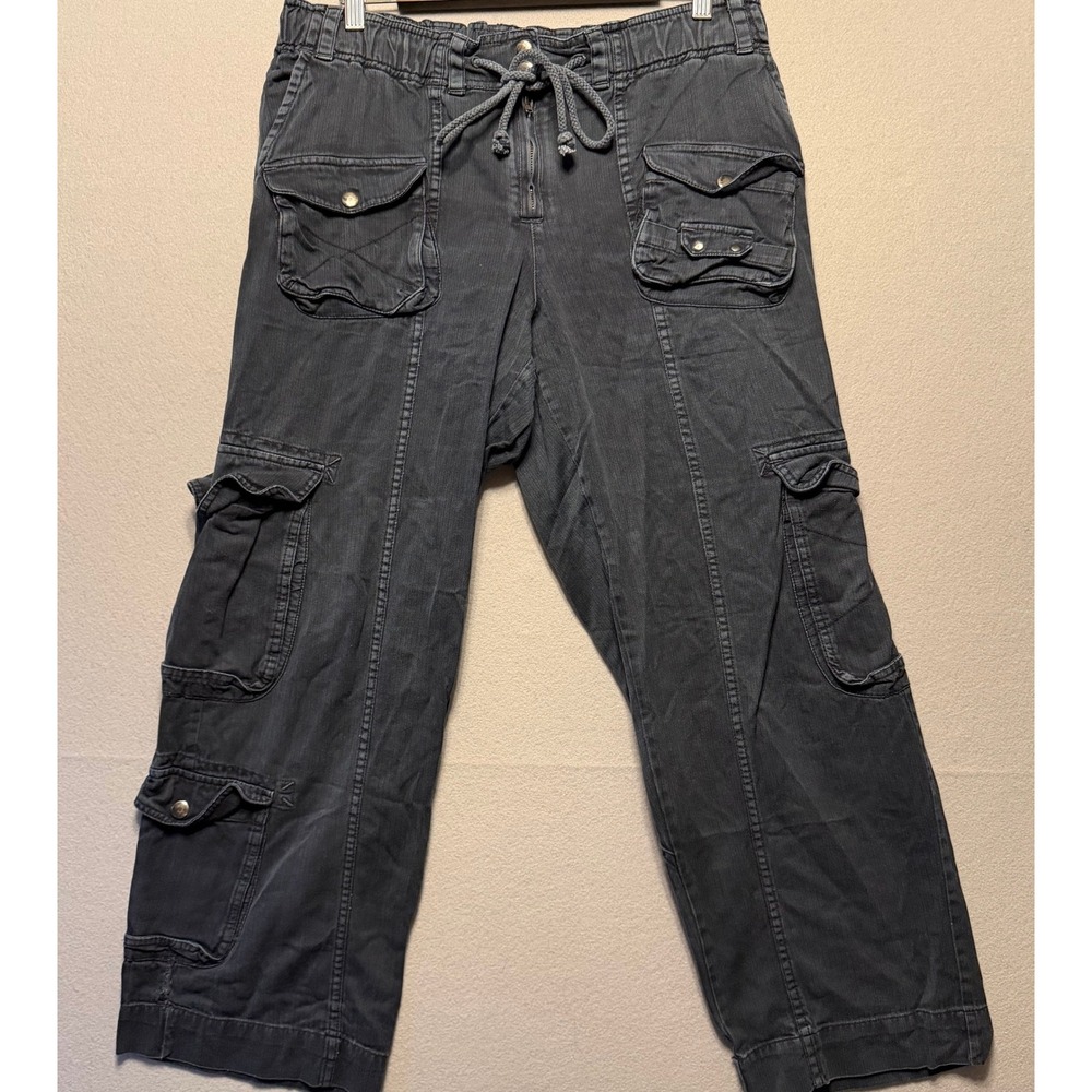 We The Free Free People Tahiti Pull on Cargo Pants Washed Black Women Sz Medium